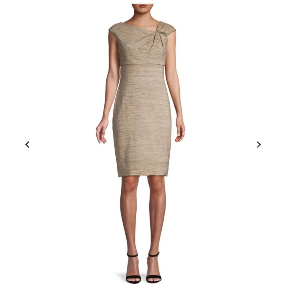 ELIZA J: Short-Sleeve Asymmetric Neck Dress